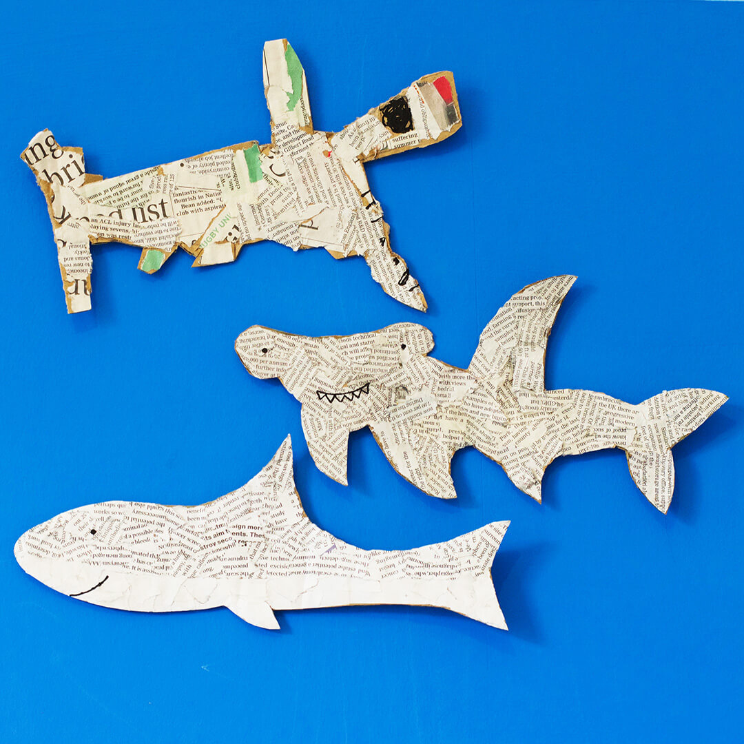 Reuse Newspaper Shark Craft Idea Using Cardboard