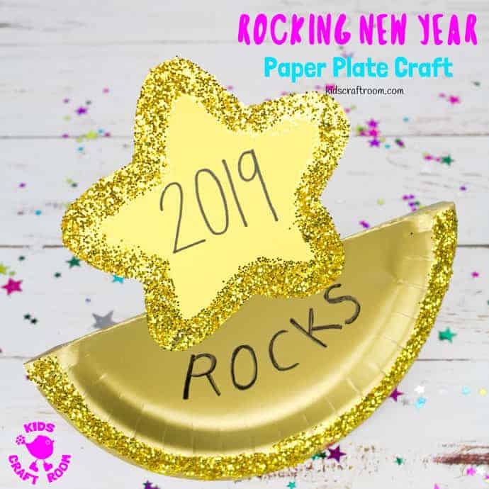 Rocking New Year Paper Plate Craft With Glitters For Kids