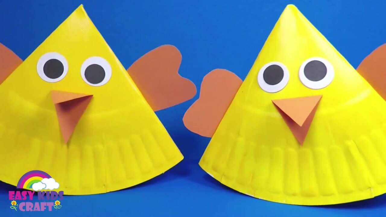 Rocking Yellow Chick Easter Paper Plate Craft For School