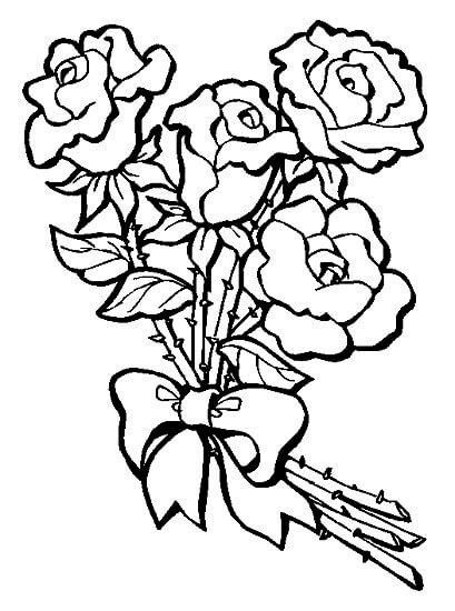 Rose Flower Bouquet Drawing For Valentine's Day