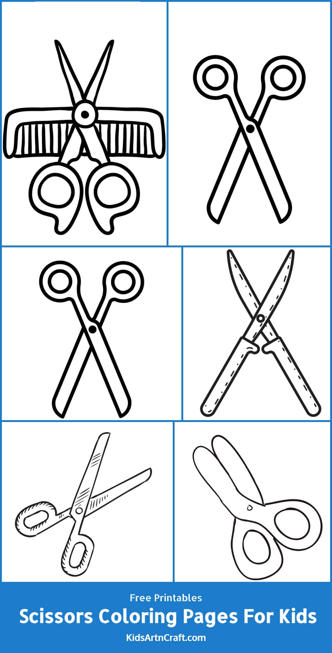 Scissors Coloring Pages For Kids-Free Printable