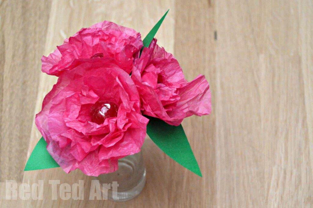 Simple & Pretty Tissue Paper Origami Rose Flower Lollipops Craft Ideas