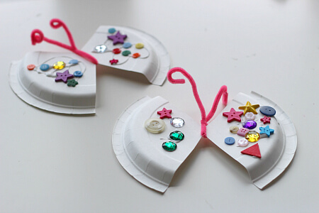 Simple Butterflies Craft Using Paper Plate  For Kids