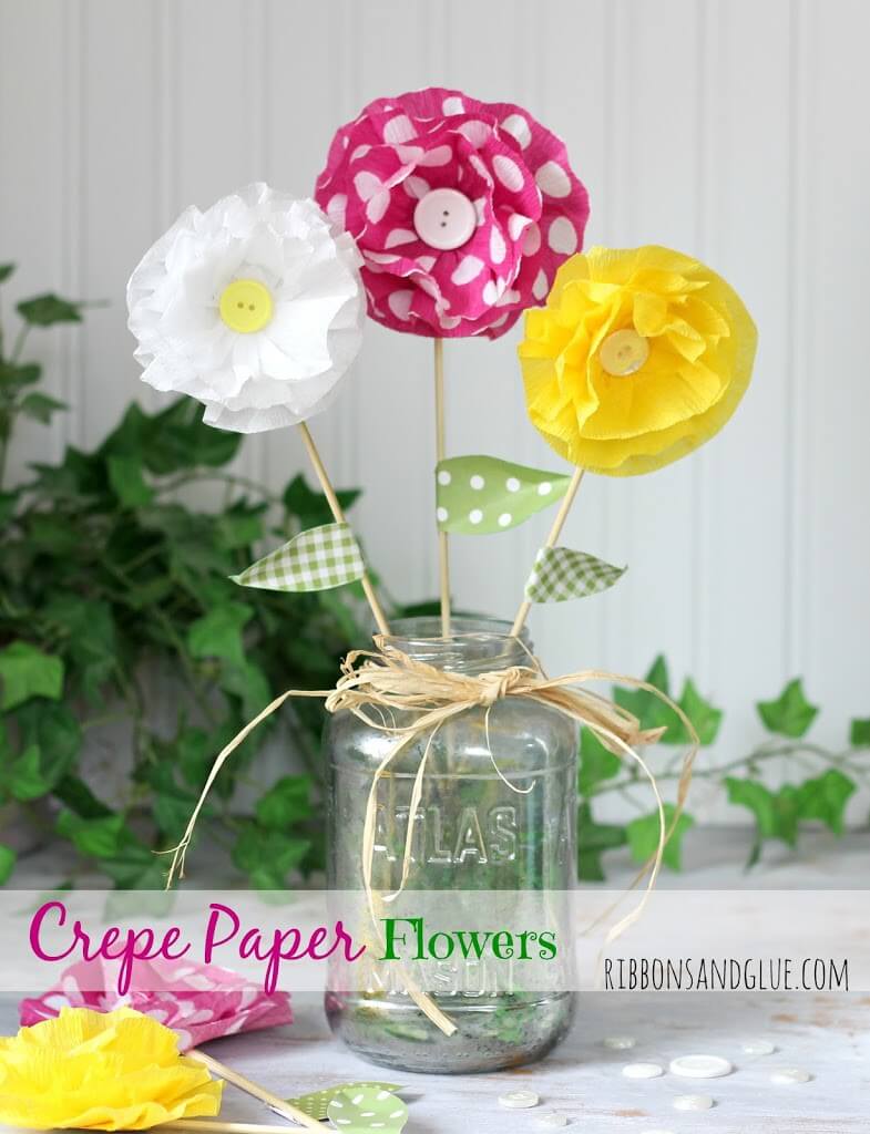 Simple Crepe Paper Flower Decoration Craft Idea For Classroom