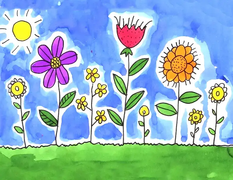 Simple Flower Drawing Tutorial For 2nd Grade