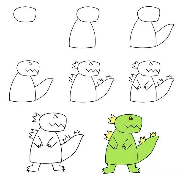 Simple Godzilla Drawing Step By Step Ideas For Kids