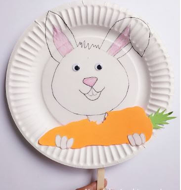 Simple Paper Plate Bunny Carrot Craft