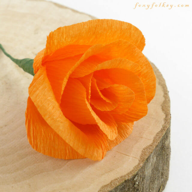 Simple Rose Flower Crepe Paper Craft Tutorial Step By Step