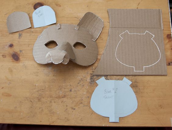 Simple Teddy Bear Cardboard Mask Craft For kindergartners