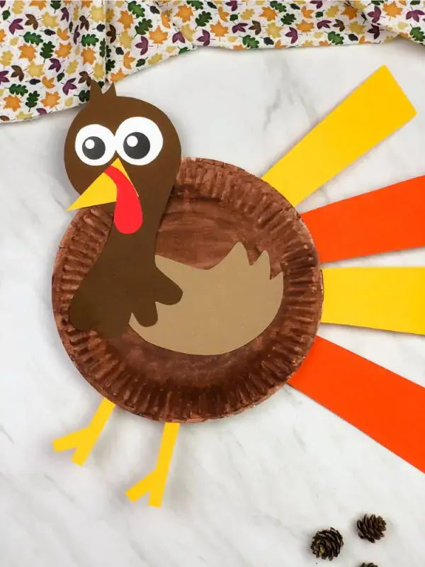 Simple Thanksgiving Turkey Paper Plate Craft Template For Kids