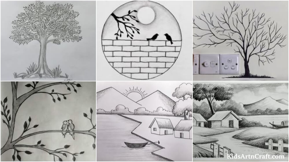 Simple Wall Pencil Drawings For Kids
