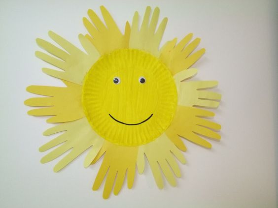 Smiley Handprint Sun Paper Plate Craft
