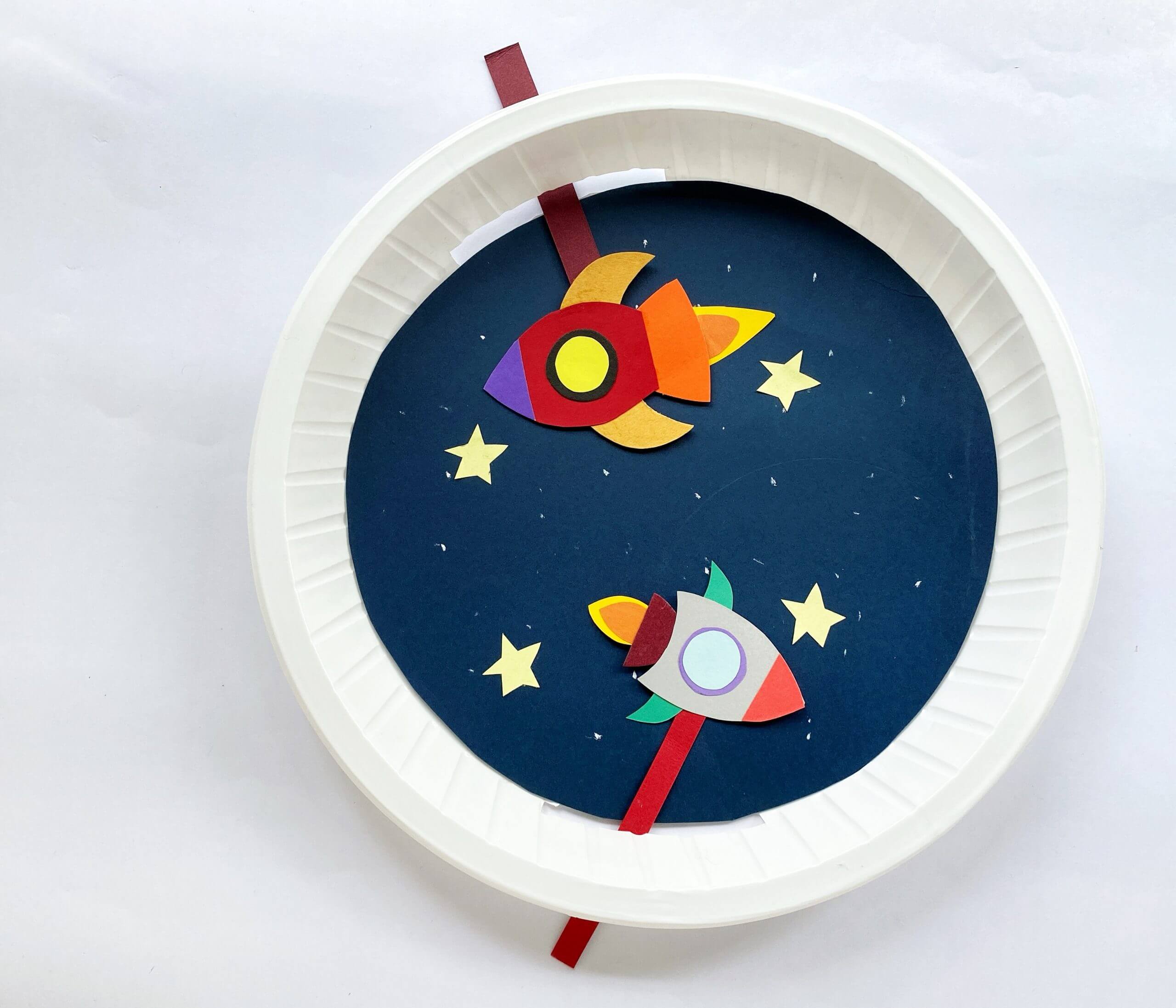 Space Day Rocket Craft With Twinkling Stars Using Paper Plate