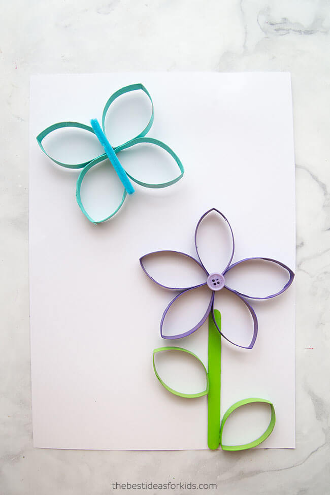 Spring Flower Craft With Toilet Paper Roll For Toddlers