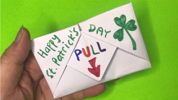 St. Patrick's Day Origami Envelope Card For Kids