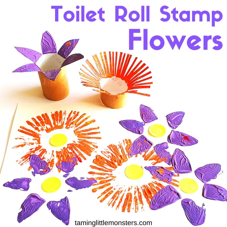 Stamp Flowers Craft Using Toilet Paper Roll