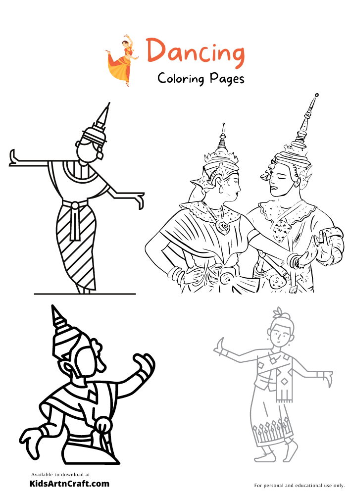 Thailand Dancing Coloring Pages For Kids – Free Printables
