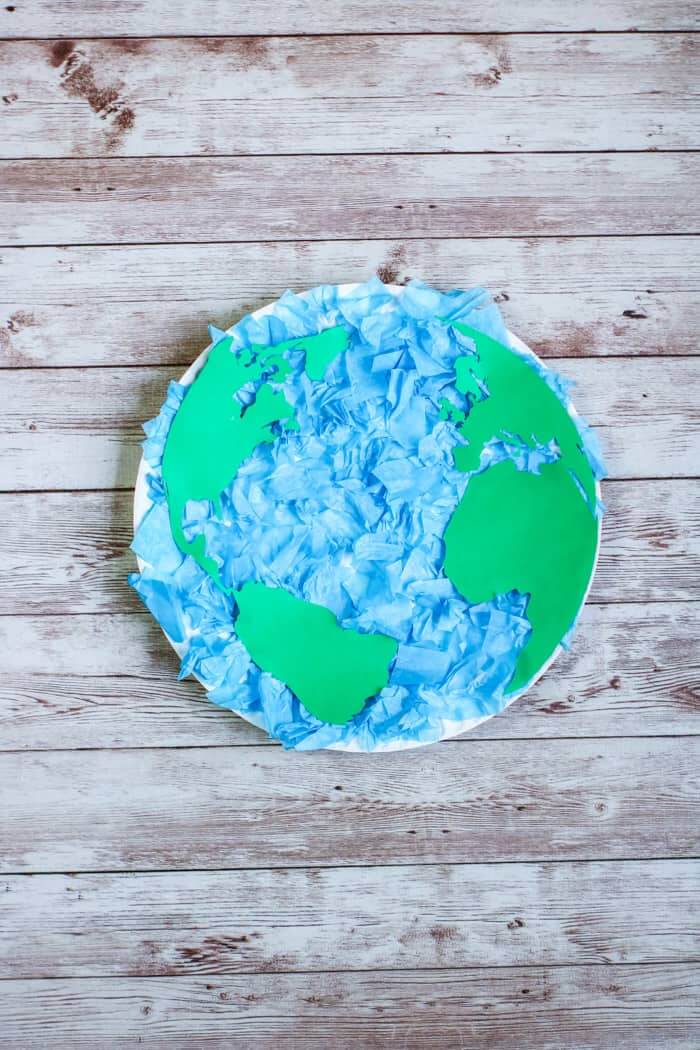 Tissue Paper Earth Day Craft On Paper Plate