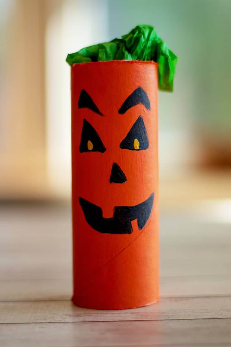 Toilet Paper Roll Halloween Pumpkin Craft For Kids
