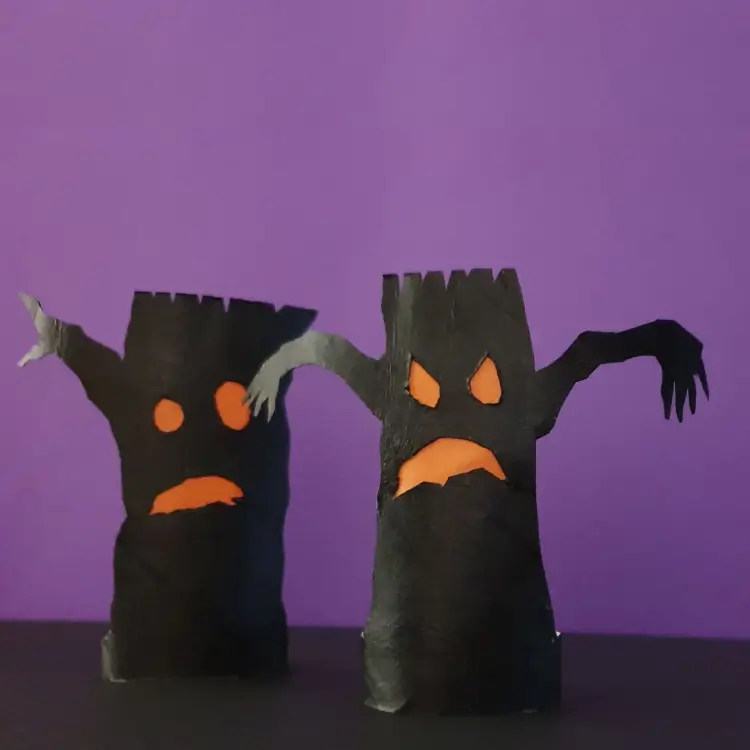 Halloween Toilet Paper Roll Spooky Tree Craft For Kids
