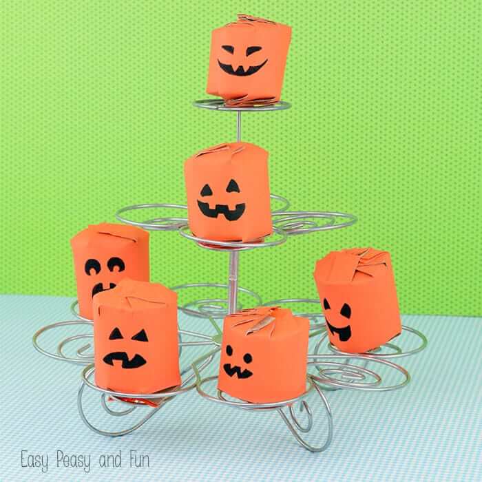 Toilet Paper Roll Pumpkin Halloween Crafts For Kids