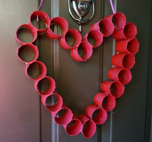 Toilet Paper Roll Valentine's Heart Decoration Craft Ideas