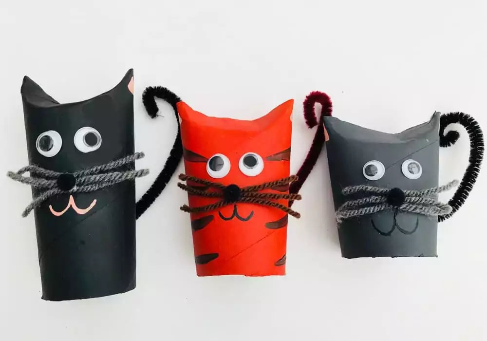 Halloween Triple Cat Craft Ideas With Toilet Paper Roll For Kids