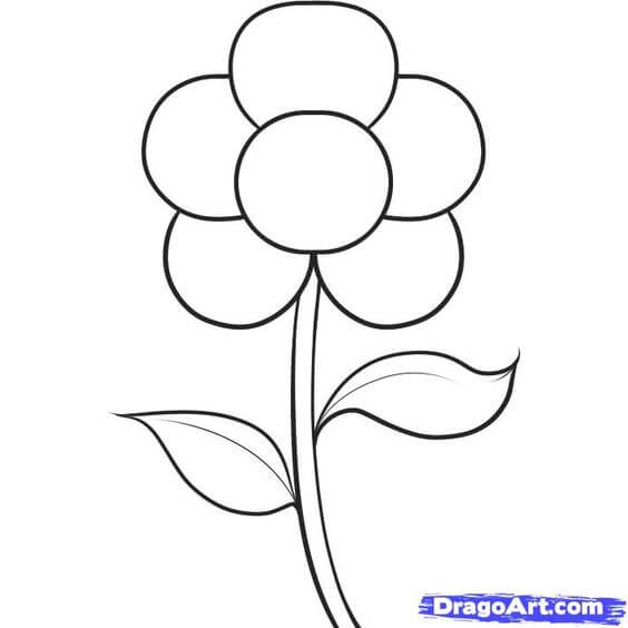 Very Simple & Easy Flower Drawing Tutorial For Preschoolers