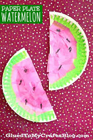 Watermelon Craft Made With Paper Plates & Tissue Paper For Kids