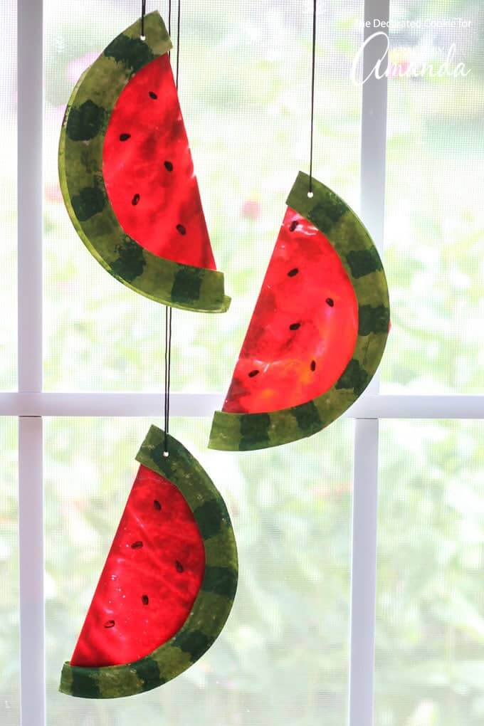 Watermelon Suncatchers Paper Plate Craft For Children