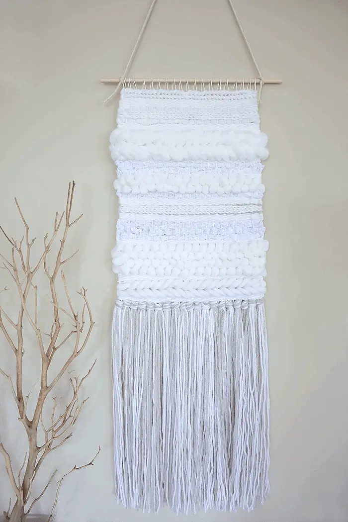 Weaving White Wall Hanging Craft Ideas With Yarn
