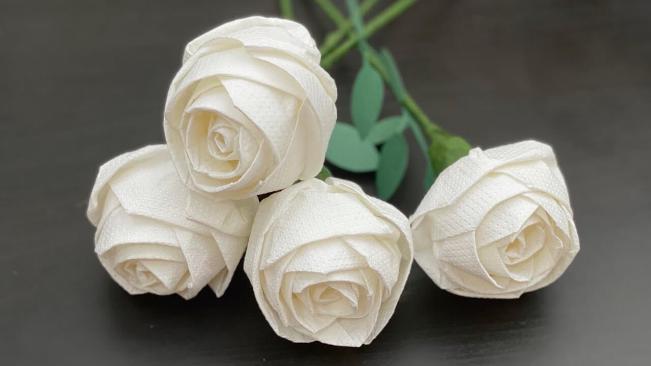 White Tissue Paper Rose Origami Flower Tissue Paper Origami Flower Ideas