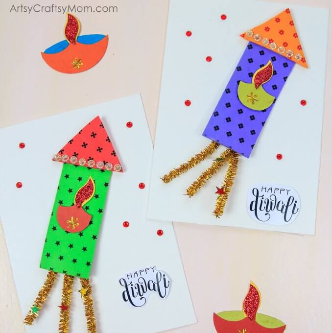 Diwali Greeting Card Ideas With Firecrackers Diwali Greeting Card Ideas