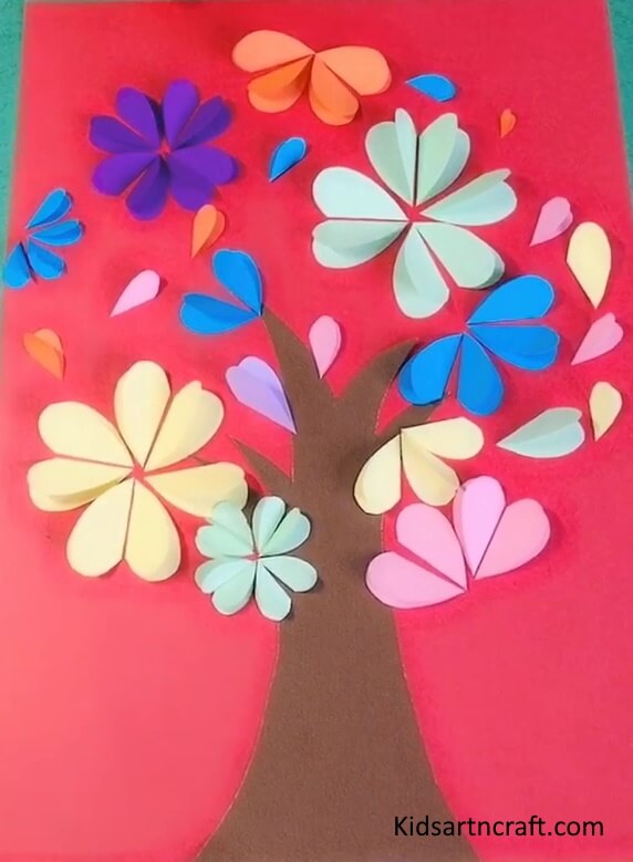 Colorful Flower Tree Craft Using Paper Simple And Fun Paper Crafts For Kid's School Project