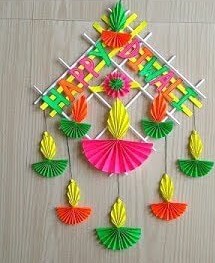 Colourful Wall decoration Diya Paper craft for Diwali