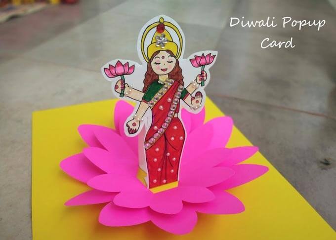 Diwali Pop-Up Card With The Image Of Goddess Laxmi Diwali Paper Craft