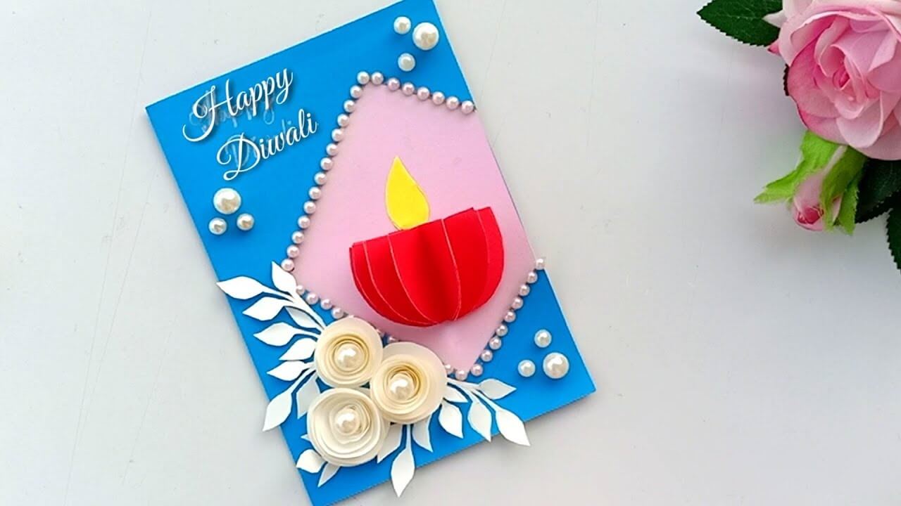 Flowers On Diwali Greeting Card Ideas