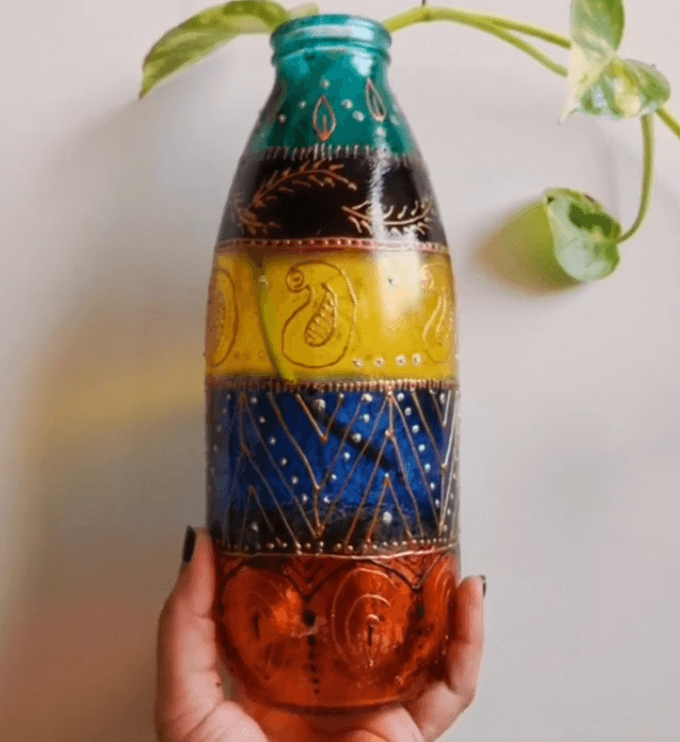 Bottle Painting Ideas For Kids Handmade Glass Painting Bottle Decoration Idea At Home