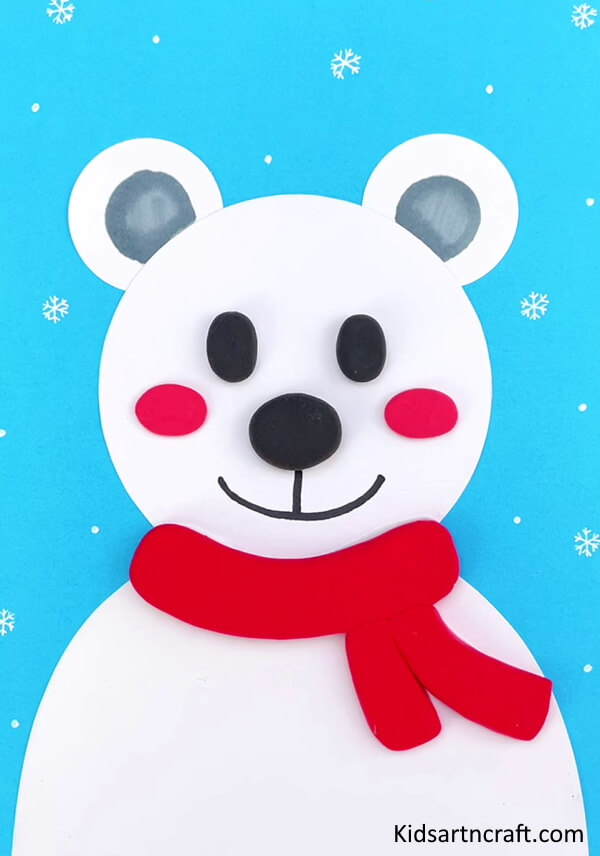 Easy Polar Bear Wearing A Muffler Craft Using Paper