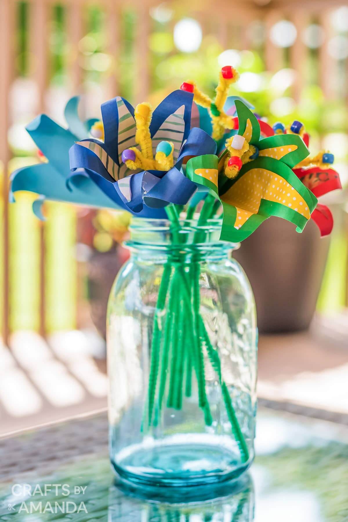 3D Paper Flower In A Glass Vase Craft For Kids