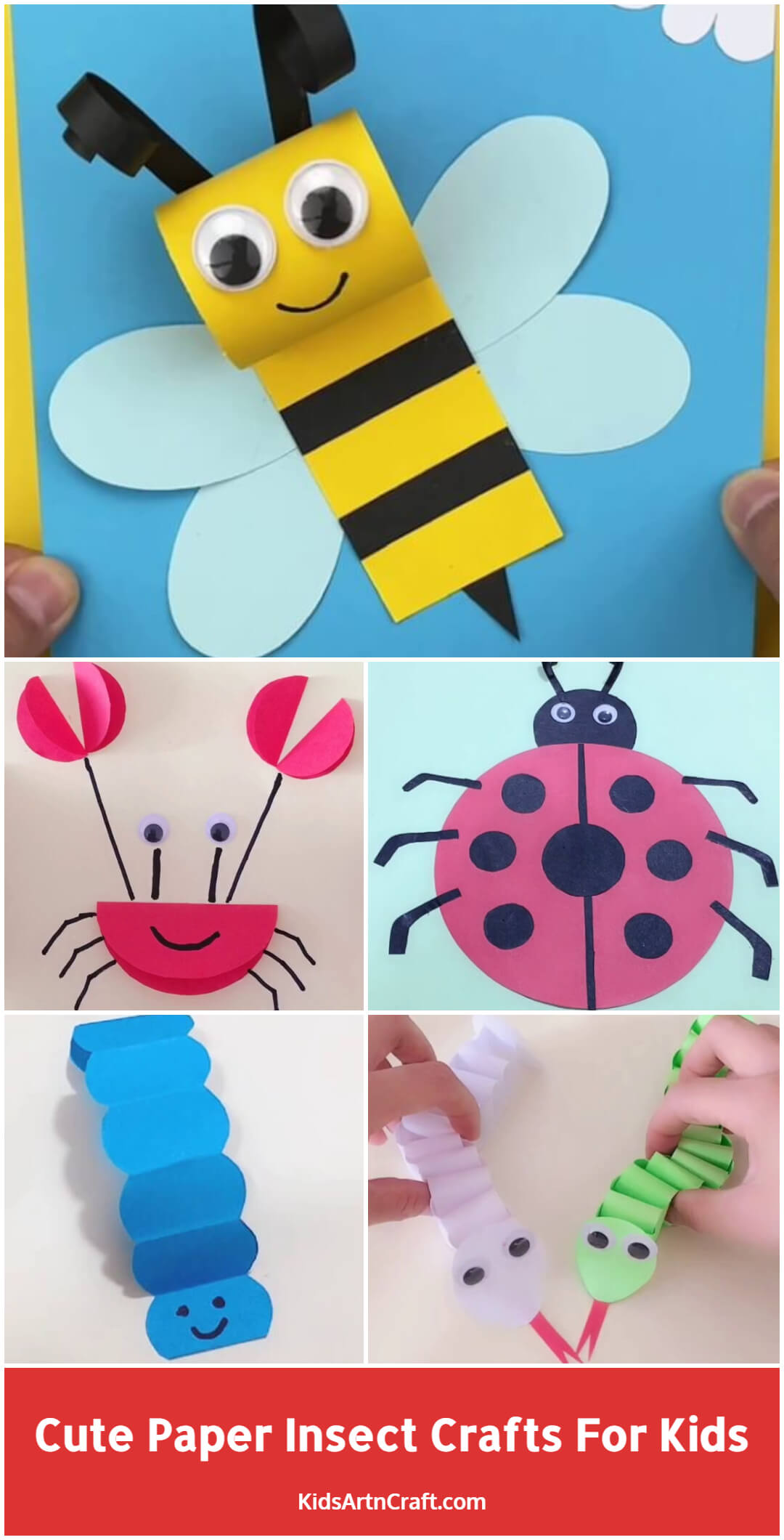 Cute Paper Insect Crafts For Kids