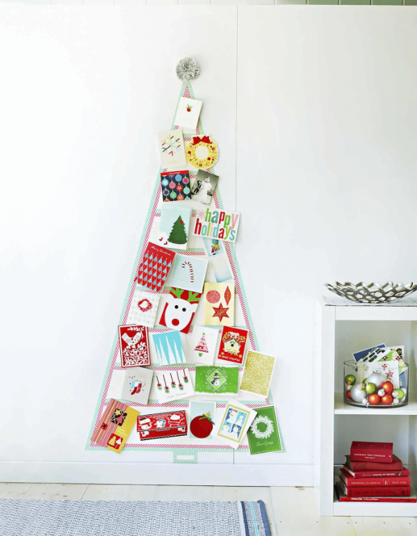 Beautiful Christmas Card Tree Using Washi Tape