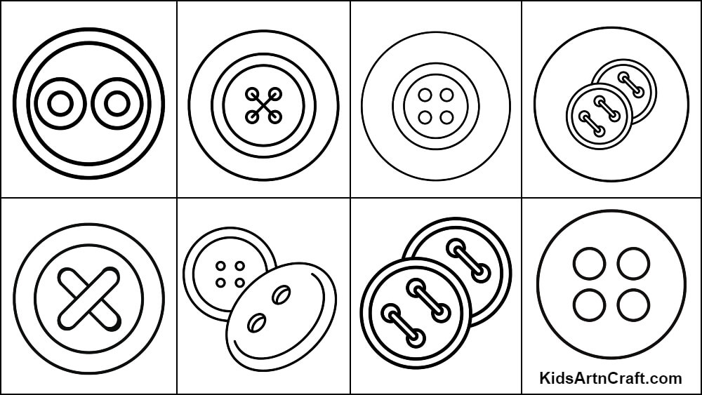 Button Coloring Pages For Kids-Free Printable