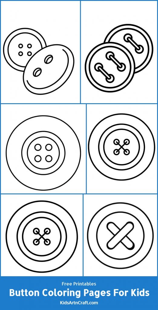 Button Coloring Pages For Kids-Free Printable - Kids Art & Craft