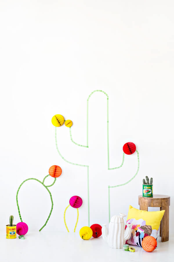 Washi Tape Cactus Wall Art Craft Project At Home