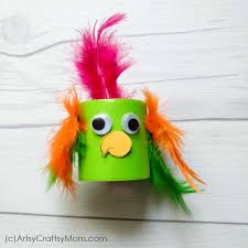 Cardboard Roll Parrot Craft Idea For Kids