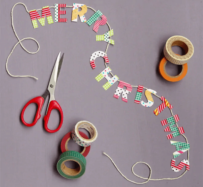 Christmas Banner Decoration Craft Idea Using Colorful Tape