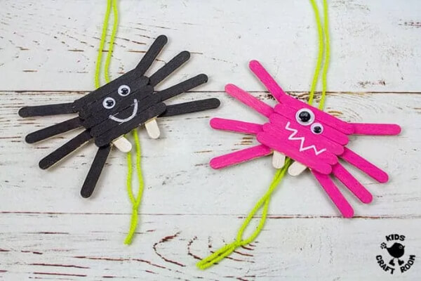 Climbing Spider Popsicle Stick Animal Craft For Kids