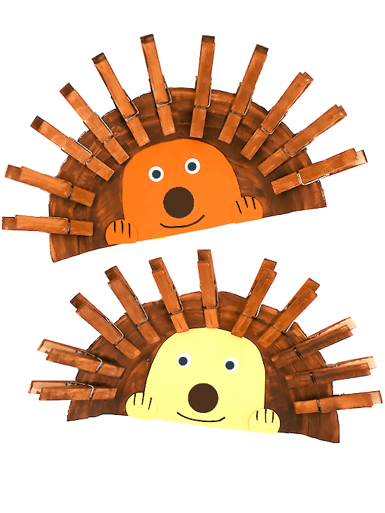 Clothespin Hedgehogs Craft Using Paper Plate For KIds
