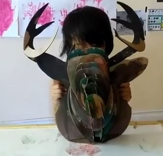 Colorful Moose Head Cardboard Craft Idea With Painting